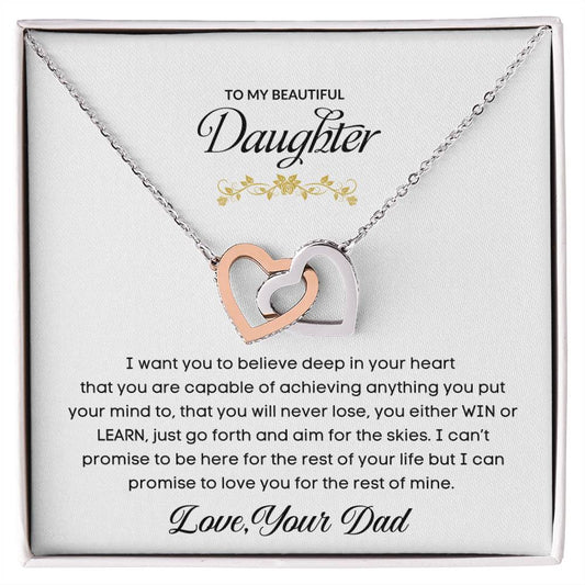 To My Beautiful Daughter | Love You For The Rest Of Mine - Interlocking Hearts necklace